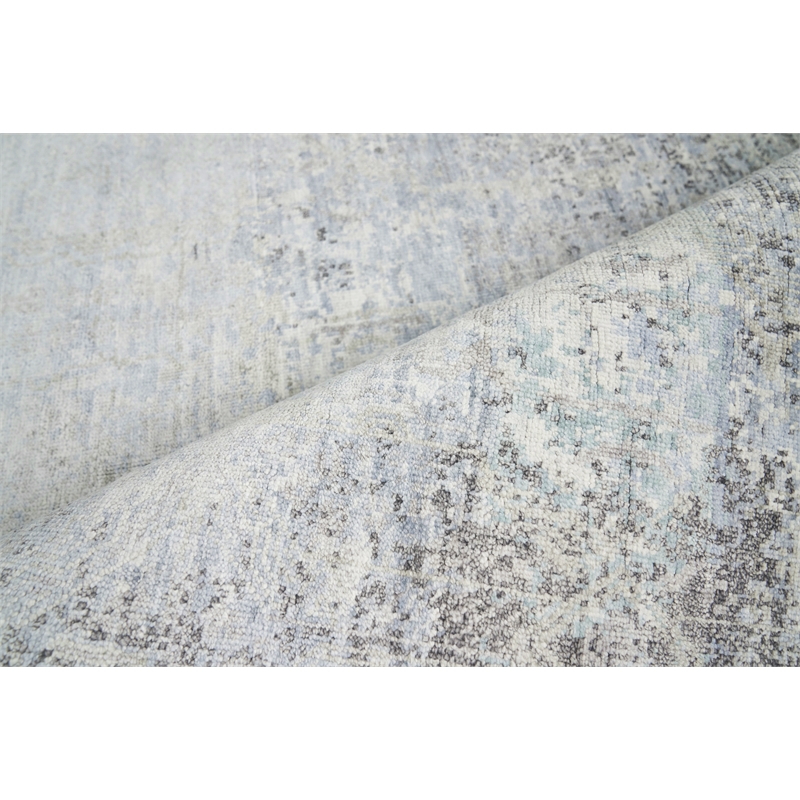 Fine Pure Silk Hand-Knotted Silk Ivory/Dark Gray/Multi 10'x14' Area Rug