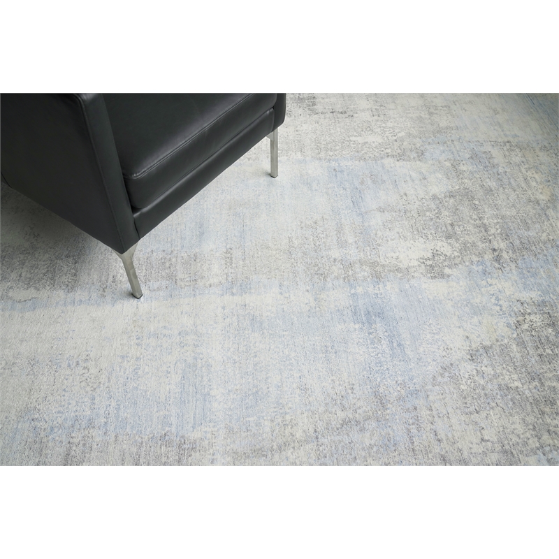 Fine Pure Silk Hand-Knotted Silk Ivory/Dark Gray/Multi 10'x14' Area Rug