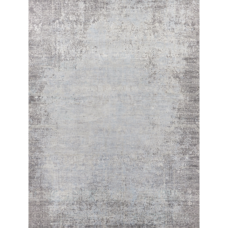 Fine Pure Silk Hand-Knotted Silk Ivory/Dark Gray/Multi 10'x14' Area Rug