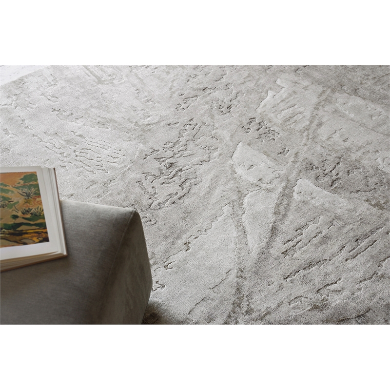Floor Art Hand-Knotted Bamboo Silk Ivory/Beige 8'x10' Area Rug