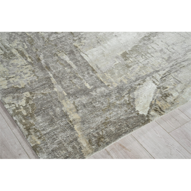 Floor Art Hand-Knotted Bamboo Silk Ivory/Beige 9'x12' Area Rug