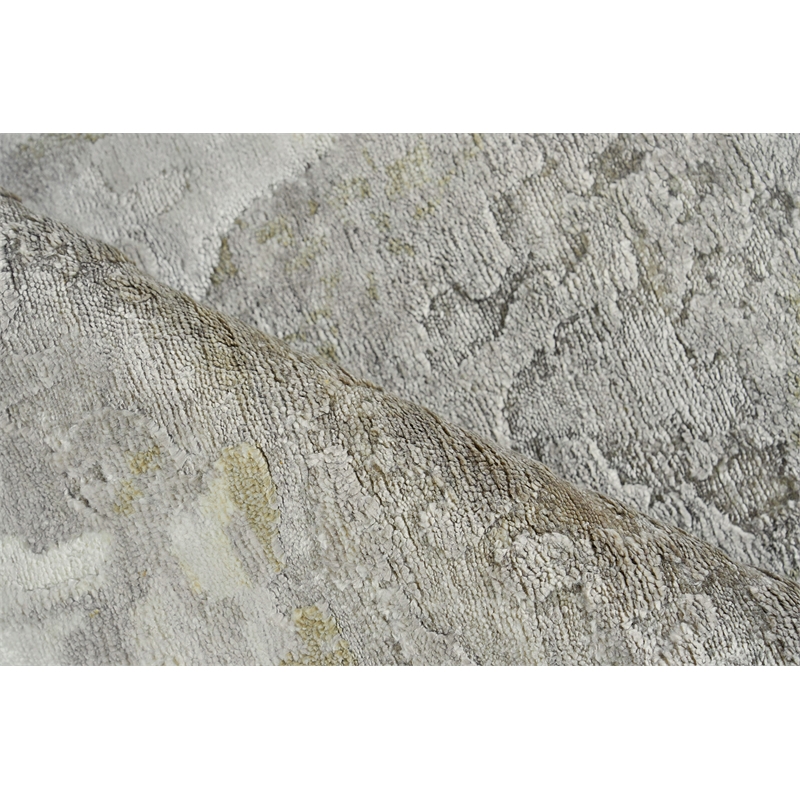 Floor Art Hand-Knotted Bamboo Silk Ivory/Beige 9'x12' Area Rug