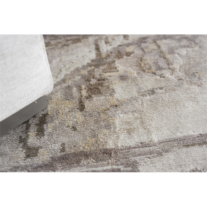 Floor Art Hand-Knotted Bamboo Silk Ivory/Beige 9'x12' Area Rug