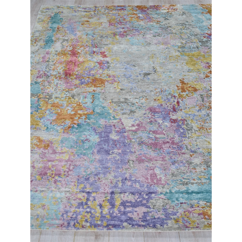 Floor Art Hand-Knotted Bamboo Silk Ivory/Multi 14'x18' Area Rug