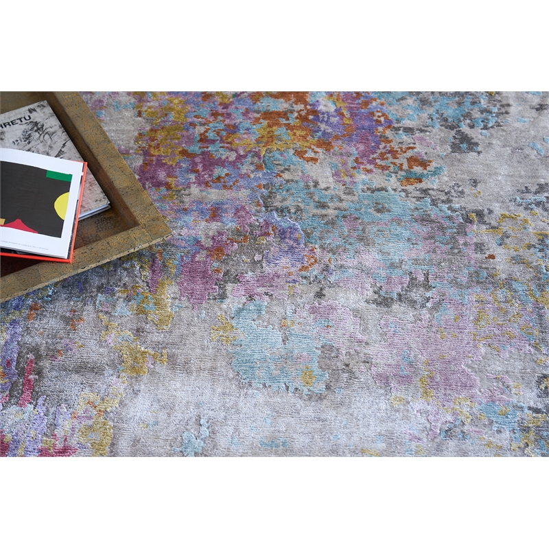 Floor Art Hand-Knotted Bamboo Silk Ivory/Multi 14'x18' Area Rug
