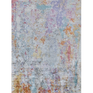 Floor Art Hand-Knotted Bamboo Silk Ivory/Multi 14'x18' Area Rug