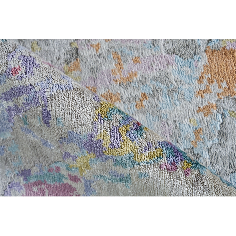 Floor Art Hand-Knotted Bamboo Silk Ivory/Multi 8'x10' Area Rug