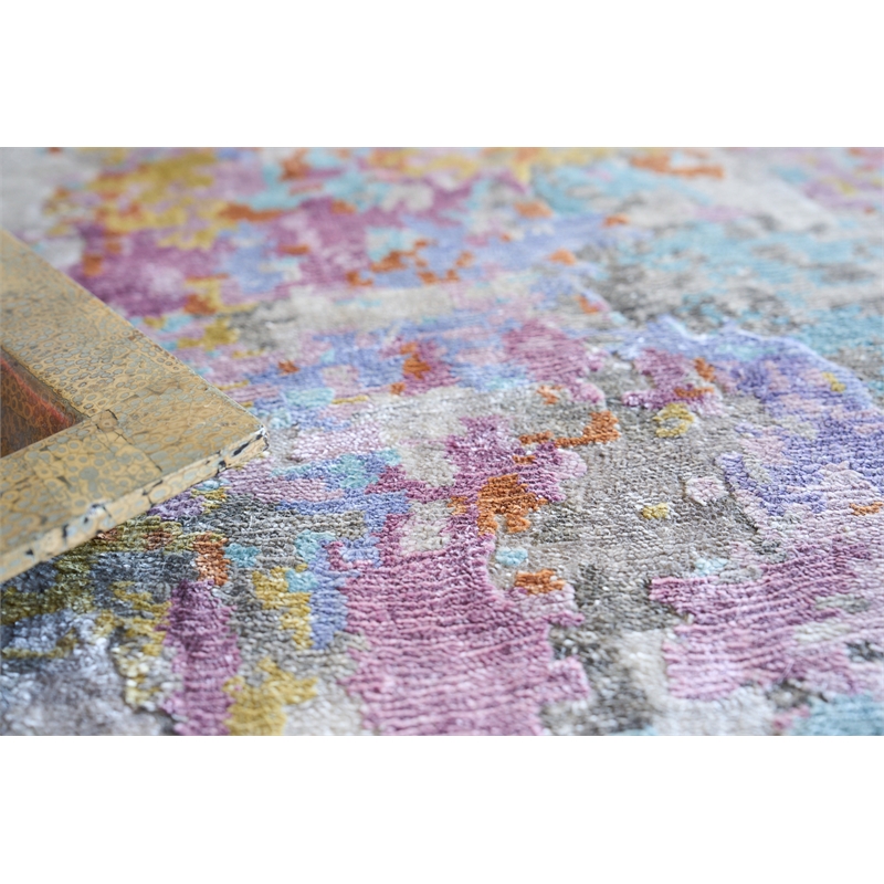 Floor Art Hand-Knotted Bamboo Silk Ivory/Multi 8'x10' Area Rug