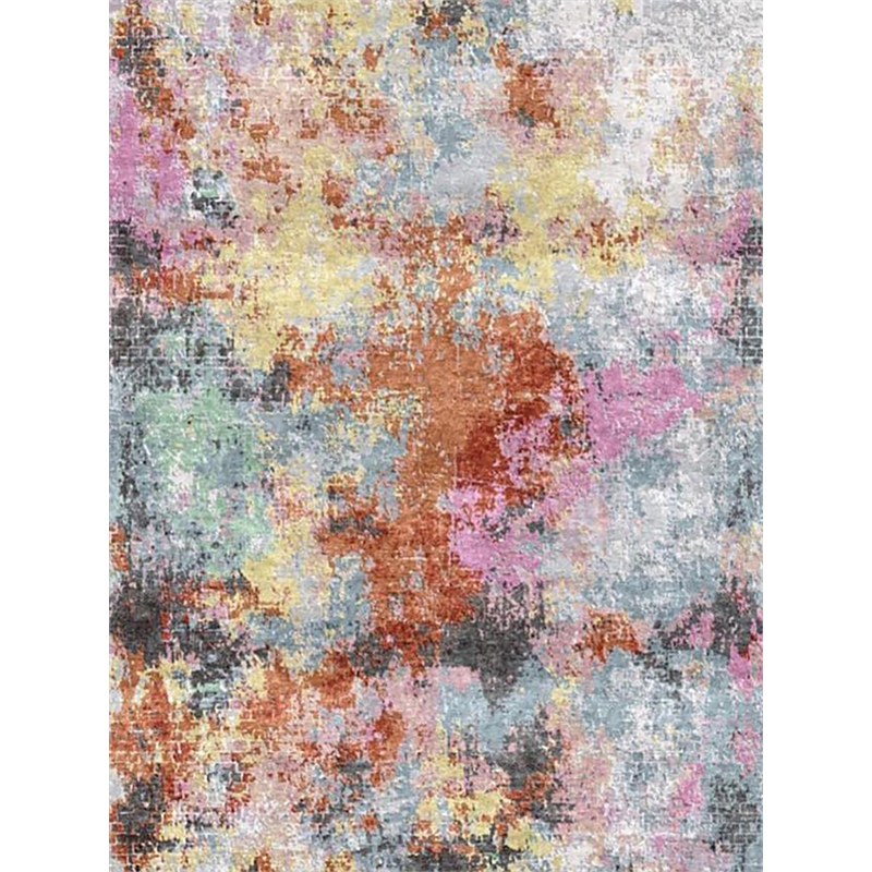 Floor Art Hand-Knotted Bamboo Silk Purple/Rust 10'x14' Area Rug