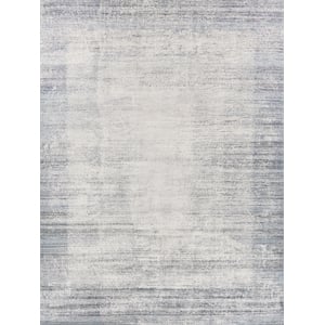 Fine Pure Silk Hand-Knotted Silk White/Blue 10'x14' Area Rug