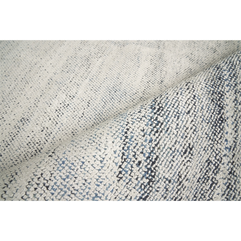 Fine Pure Silk Hand-Knotted Silk White/Blue 12'x15' Area Rug
