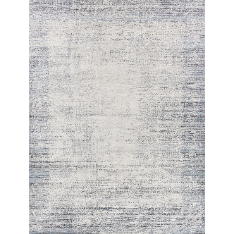 Fine Pure Silk Hand-Knotted Silk White/Blue 12'x15' Area Rug