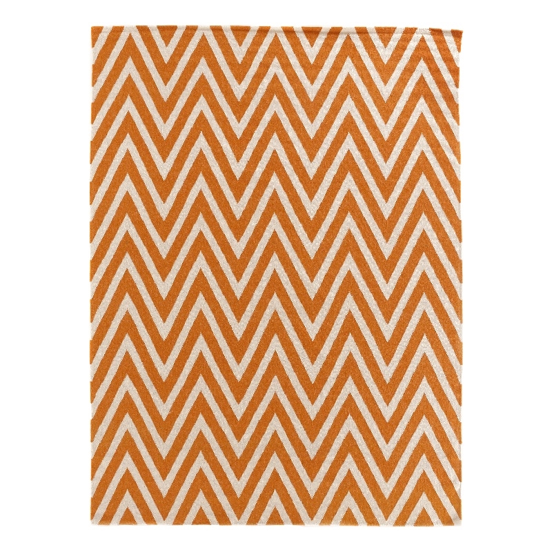 Flatweave Flatweave New Zealand Wool Orange/White 5'x8' Area Rug