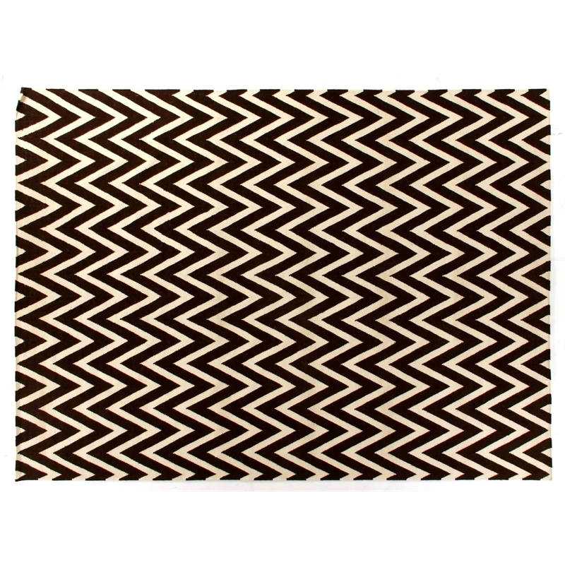 Flatweave Flatweave New Zealand Wool Mahogany/White 5'x8' Area Rug