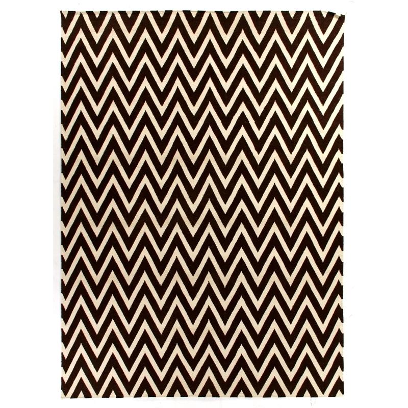 Flatweave Flatweave New Zealand Wool Mahogany/White 5'x8' Area Rug