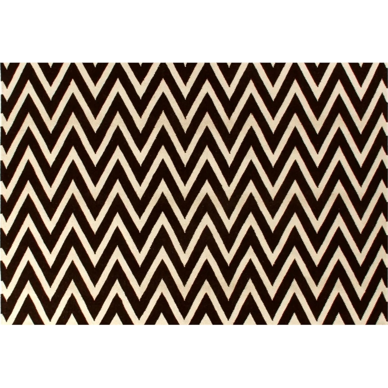 Flatweave Flatweave New Zealand Wool Mahogany/White 5'x8' Area Rug