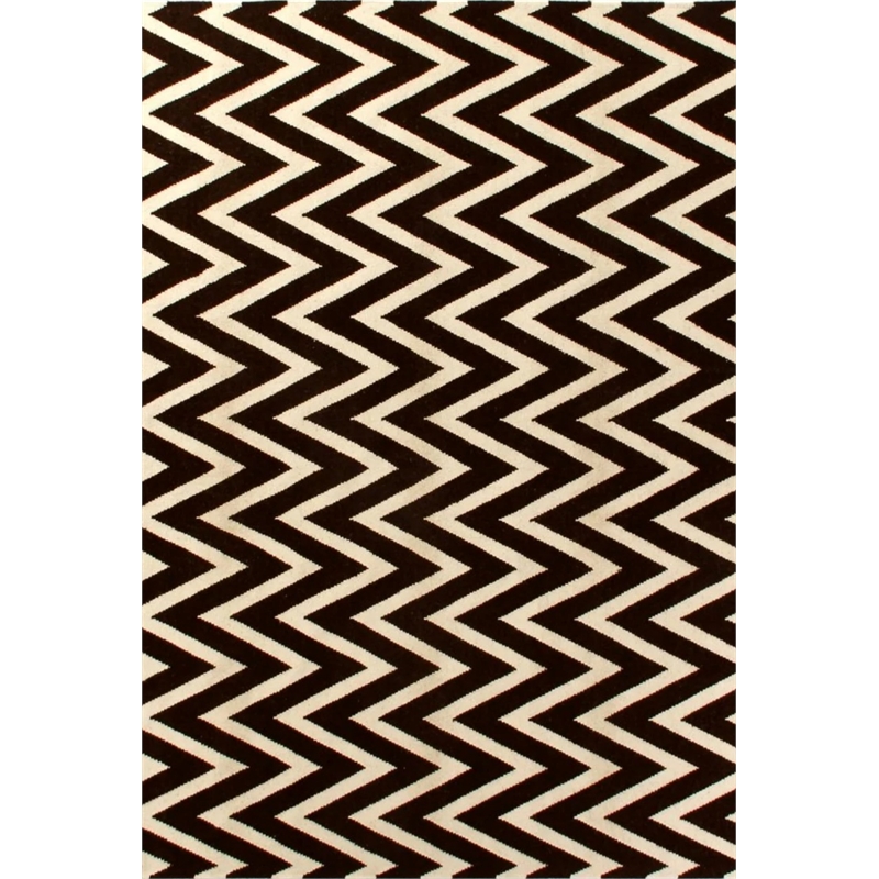 Flatweave Flatweave New Zealand Wool Mahogany/White 5'x8' Area Rug
