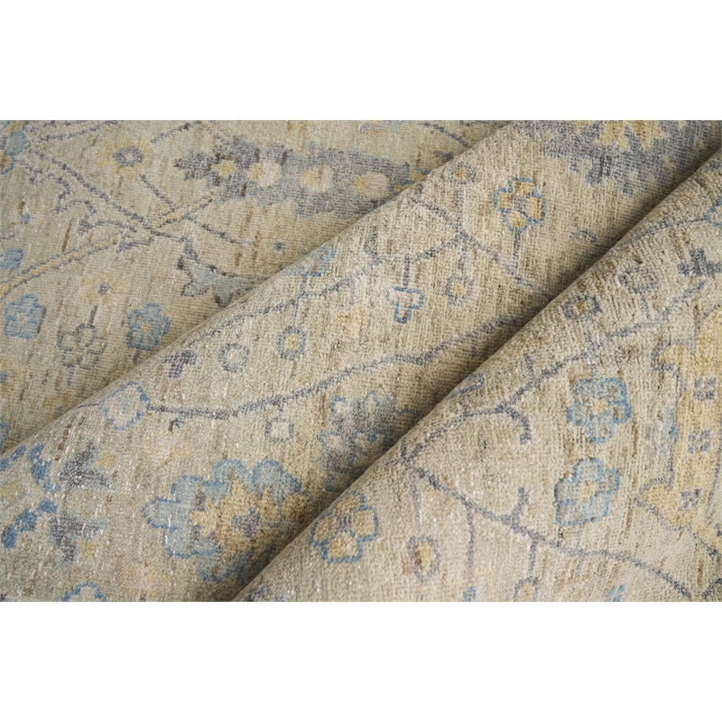 Harper Hand-Knotted New Zealand Wool Beige/Light Blue 14'x18' Area Rug
