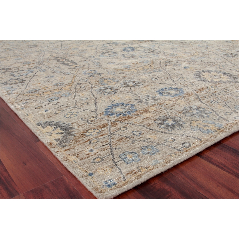 Harper Hand-Knotted New Zealand Wool Beige/Light Blue 8'x10' Area Rug