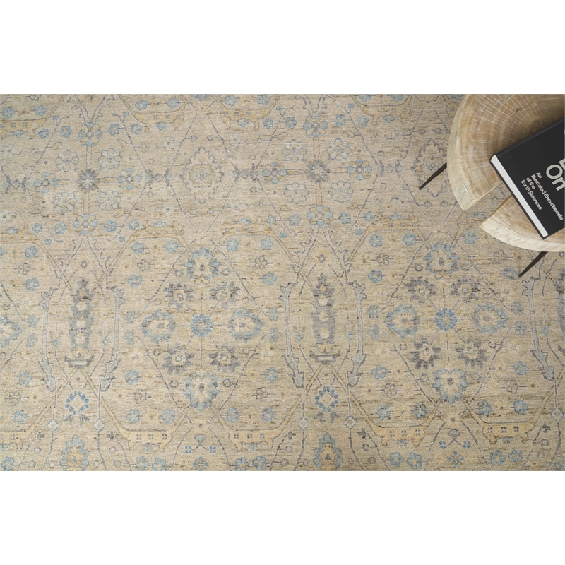 Harper Hand-Knotted New Zealand Wool Beige/Light Blue 8'x10' Area Rug