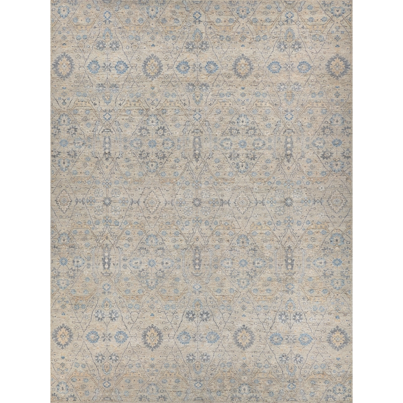 Harper Hand-Knotted New Zealand Wool Beige/Light Blue 8'x10' Area Rug