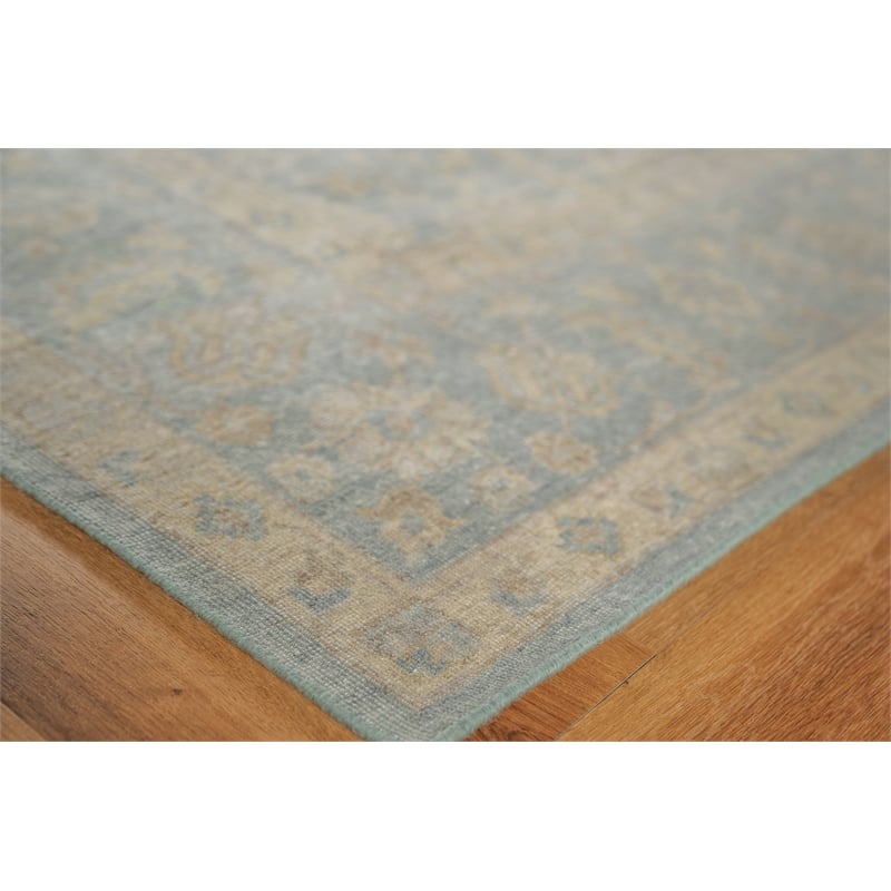 Harper Hand-Knotted New Zealand Wool Light Blue/Beige 9'x12' Area Rug