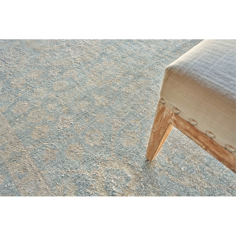 Harper Hand-Knotted New Zealand Wool Light Blue/Beige 9'x12' Area Rug