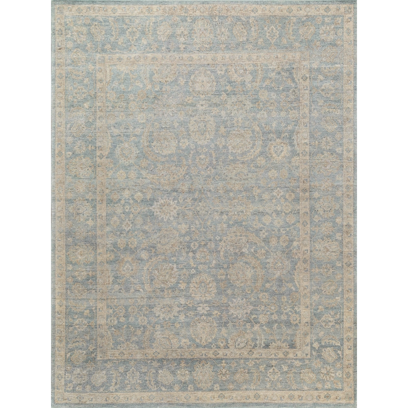 Harper Hand-Knotted New Zealand Wool Light Blue/Beige 9'x12' Area Rug