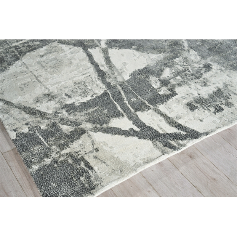 Gianni Handloomed Wool/Bamboo Silk Dark Gray/Silver 4'x6' Area Rug