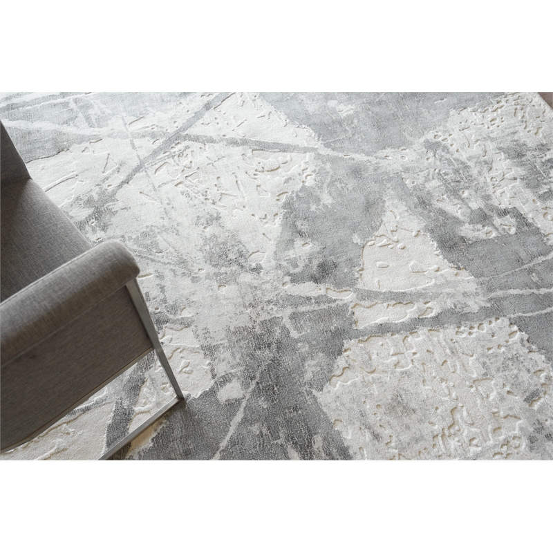 Gianni Handloomed Wool/Bamboo Silk Dark Gray/Silver 8'x10' Area Rug