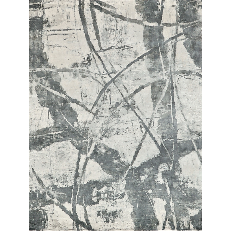 Gianni Handloomed Wool/Bamboo Silk Dark Gray/Silver 8'x10' Area Rug