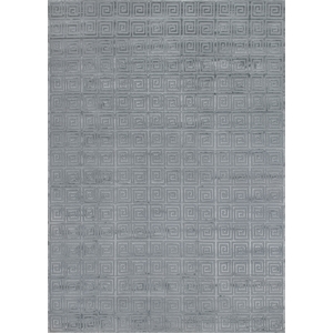 Greek Key Hand-Knotted Wool/Viscose Aqua 8'x10' Area Rug