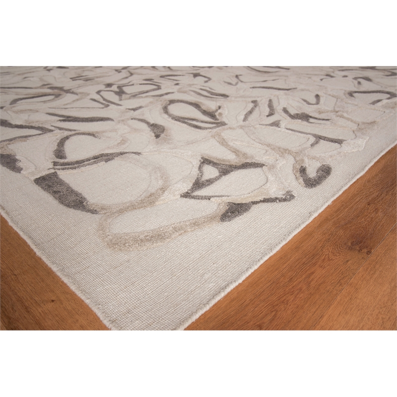 Goudy Handloomed Wool/Bamboo Silk Coco Brown/Cappuccino/Cream 12'x15' Area Rug