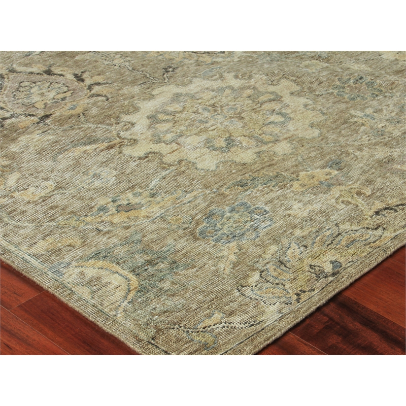 Heirloom Hand-Knotted New Zealand Wool Beige/Camel 12'x15' Area Rug