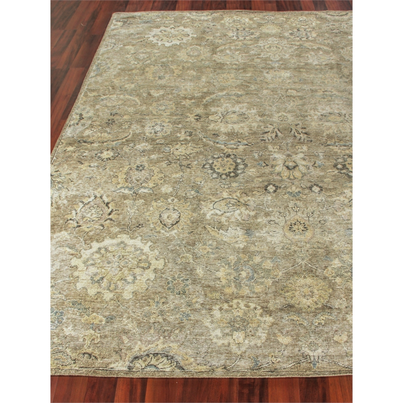 Heirloom Hand-Knotted New Zealand Wool Beige/Camel 12'x15' Area Rug