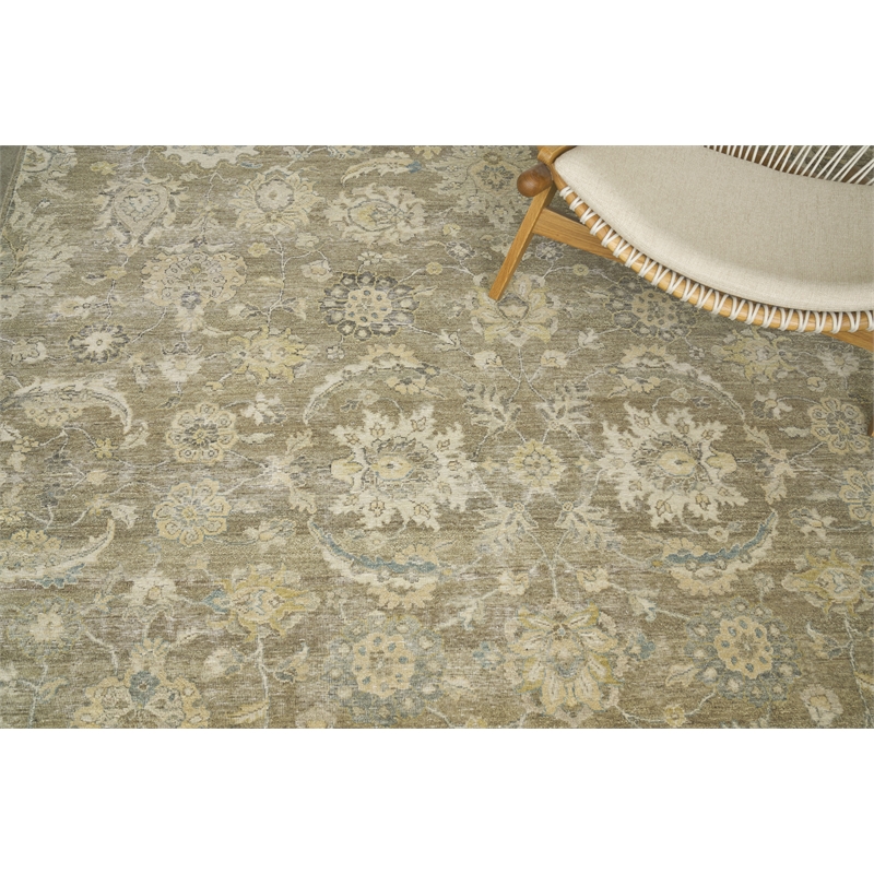 Heirloom Hand-Knotted New Zealand Wool Beige/Camel 12'x15' Area Rug