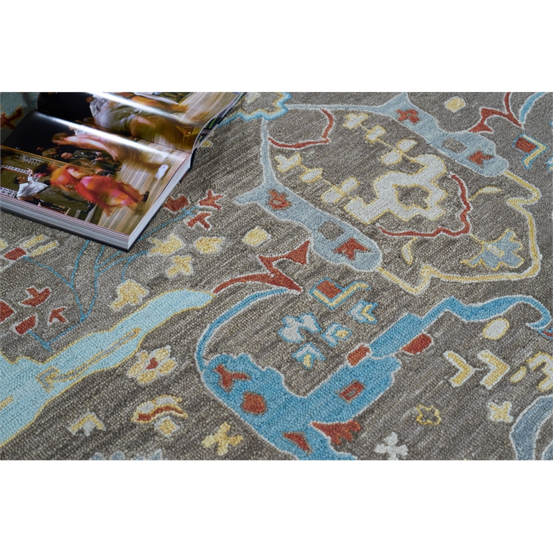 Hamilton Hand-Tufted New Zealand Wool Taupe/Multi 12'x15' Area Rug