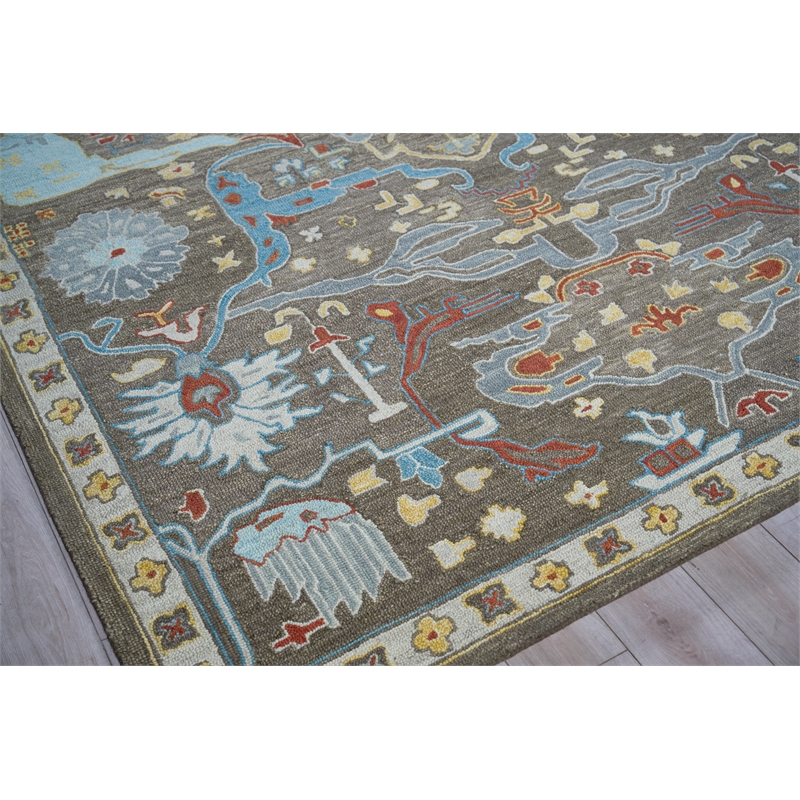 Hamilton Hand-Tufted New Zealand Wool Taupe/Multi 14'x18' Area Rug