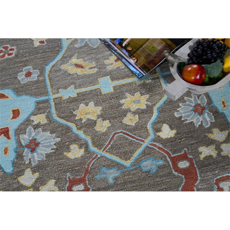 Hamilton Hand-Tufted New Zealand Wool Taupe/Multi 15'x20' Area Rug