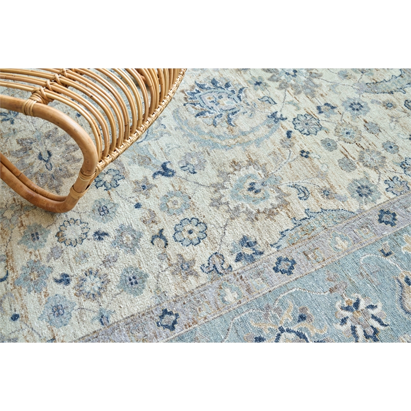 Harper Hand-Knotted New Zealand Wool Ivory/Light Blue 8'x10' Area Rug
