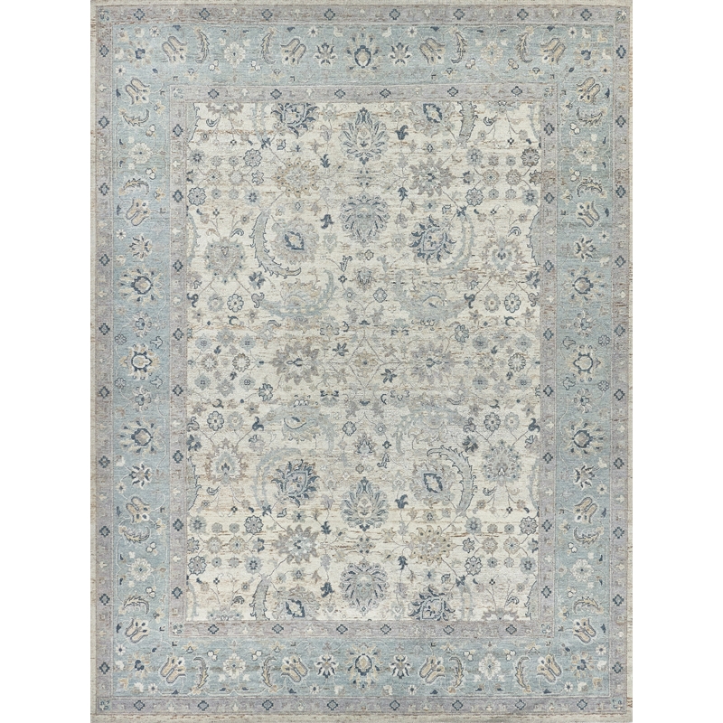 Harper Hand-Knotted New Zealand Wool Ivory/Light Blue 8'x10' Area Rug