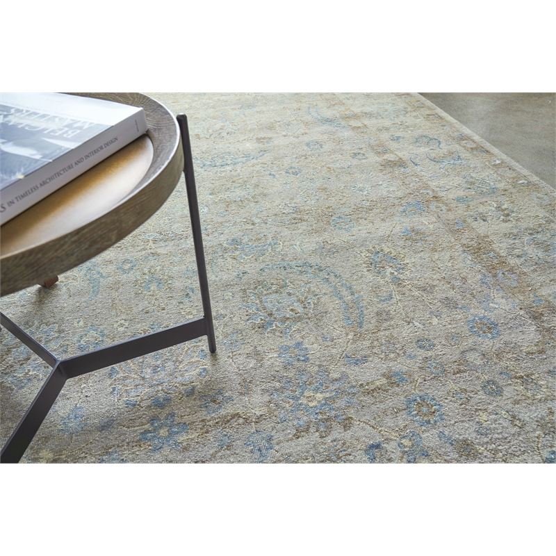 Harper Hand-Knotted New Zealand Wool Beige/Ivory/Blue 14'x18' Area Rug