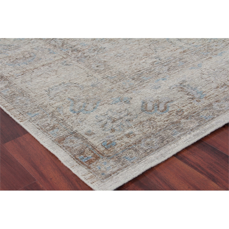 Harper Hand-Knotted New Zealand Wool Beige/Ivory/Blue 9'x12' Area Rug