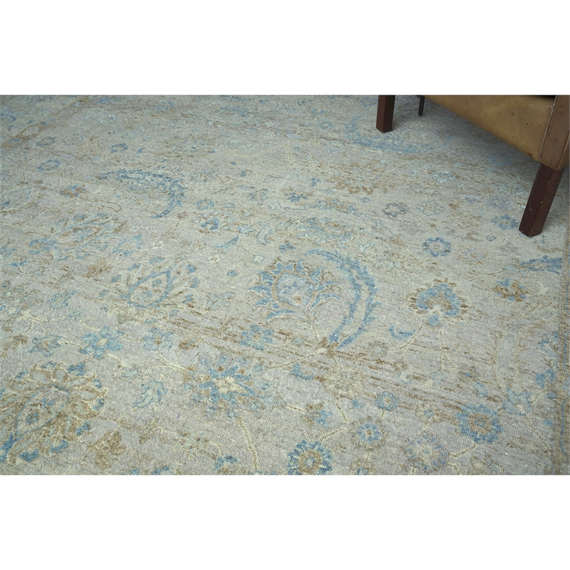 Harper Hand-Knotted New Zealand Wool Beige/Ivory/Blue 9'x12' Area Rug
