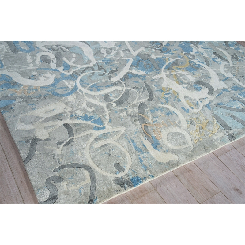 Gianni Handloomed Wool/Bamboo Silk Blues/Silver/Ivory 4'x6' Area Rug
