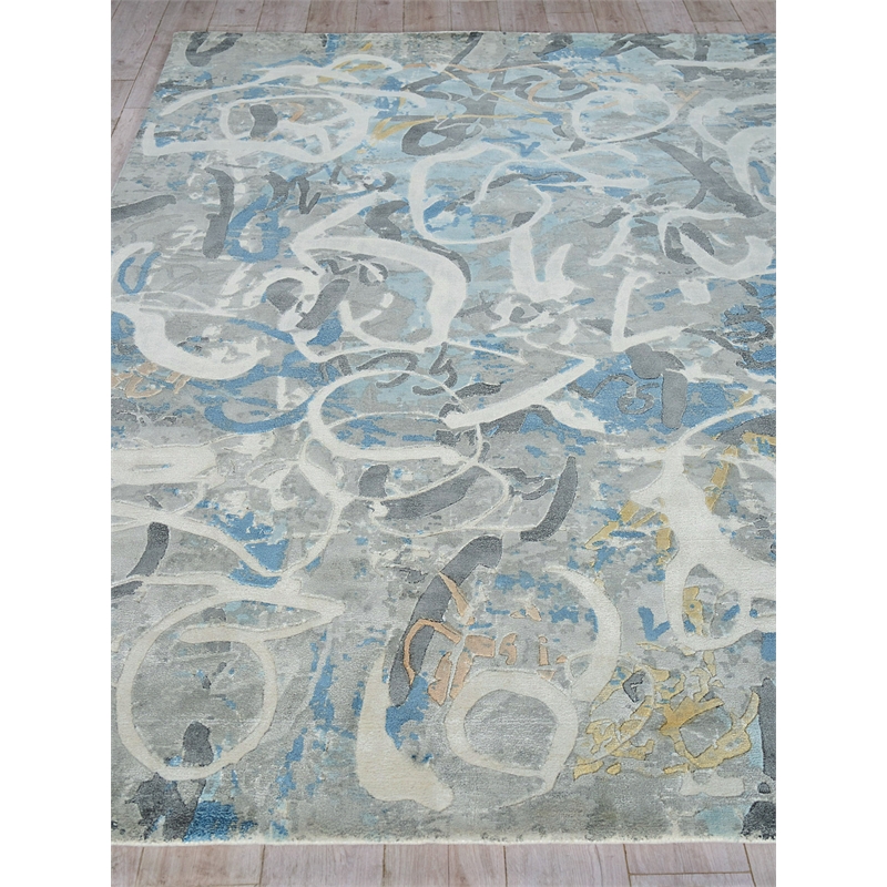 Gianni Handloomed Wool/Bamboo Silk Blues/Silver/Ivory 4'x6' Area Rug