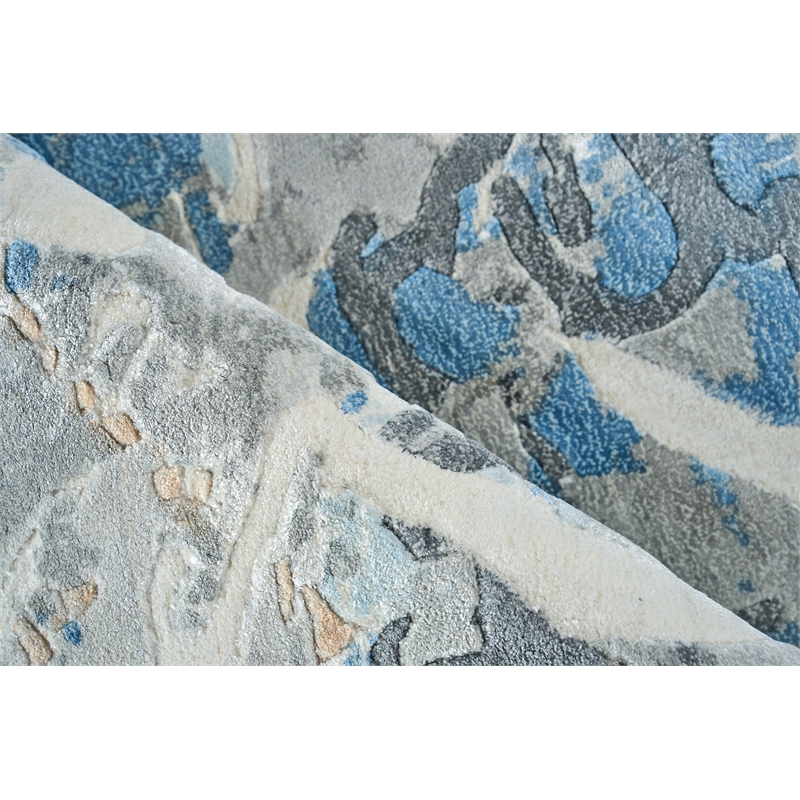 Gianni Handloomed Wool/Bamboo Silk Blues/Silver/Ivory 4'x6' Area Rug