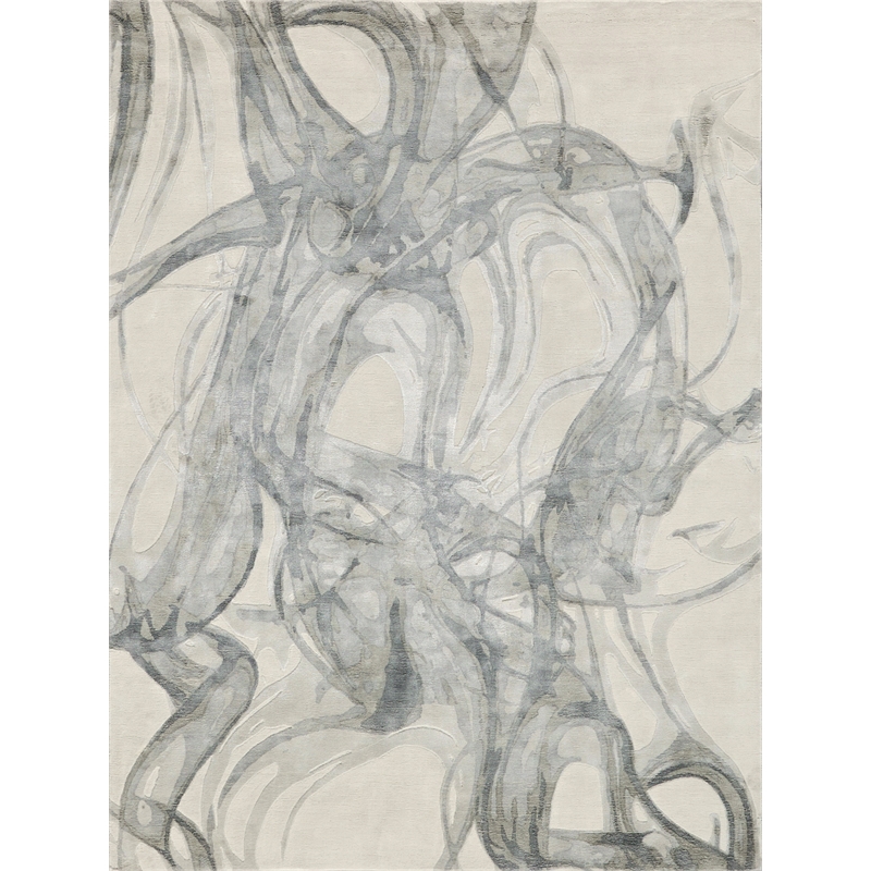 Gianni Handloomed Wool/Bamboo Silk Gray/Silver 10'x14' Area Rug