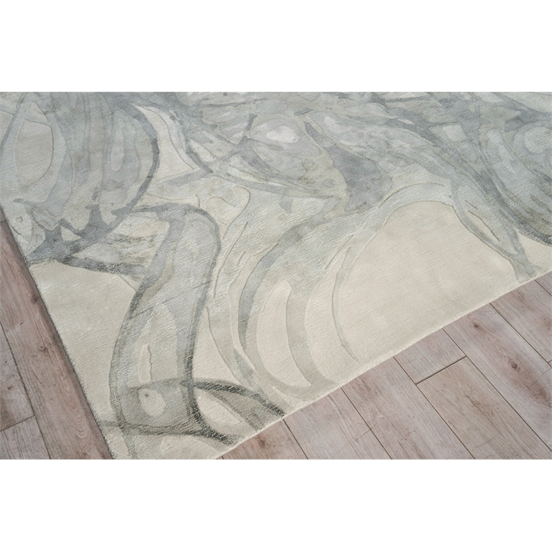 Gianni Handloomed Wool/Bamboo Silk Gray/Silver 6'x9' Area Rug