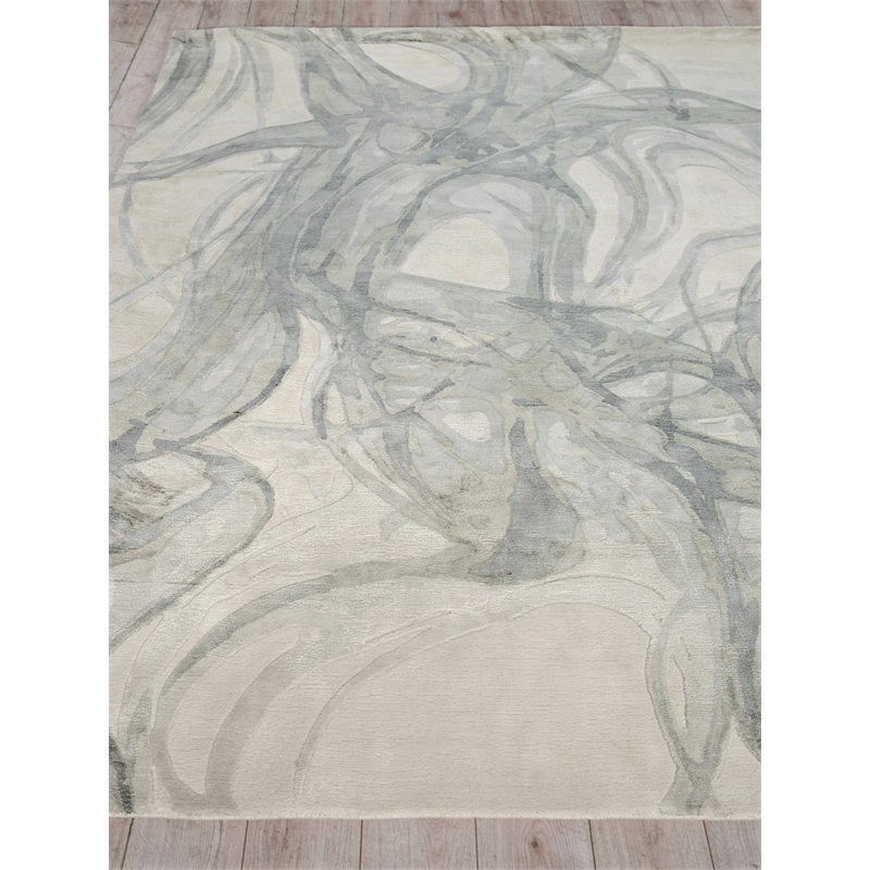Gianni Handloomed Wool/Bamboo Silk Gray/Silver 6'x9' Area Rug